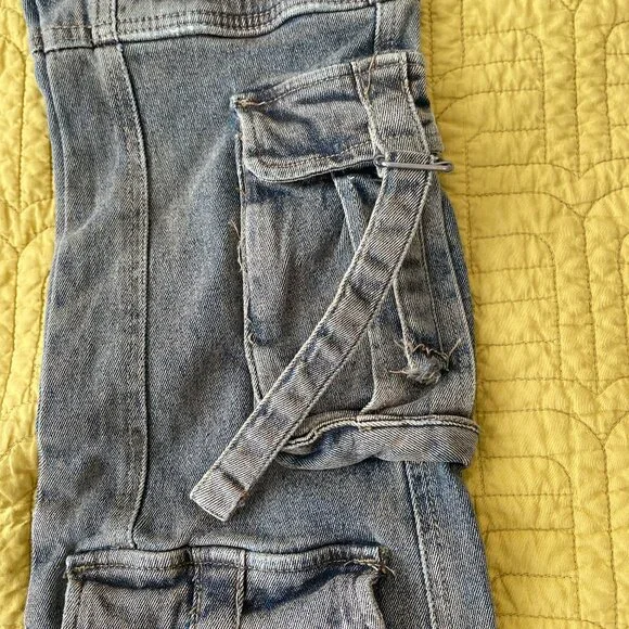 Darker Waves Rave stretch strappy cargo bellbottoms womens size XS / youth 14 - Picture 4 of 4